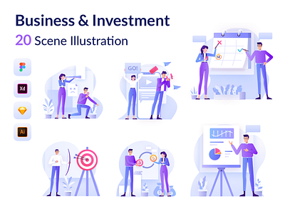 Bussines & Investment Illustration app bussines design finance flatdesign illustration investment kit mobile mobile app ui vector website