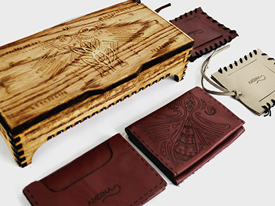 Andina graphic design illustration leather wood