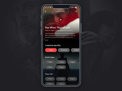 Cinema app concept - Select a time