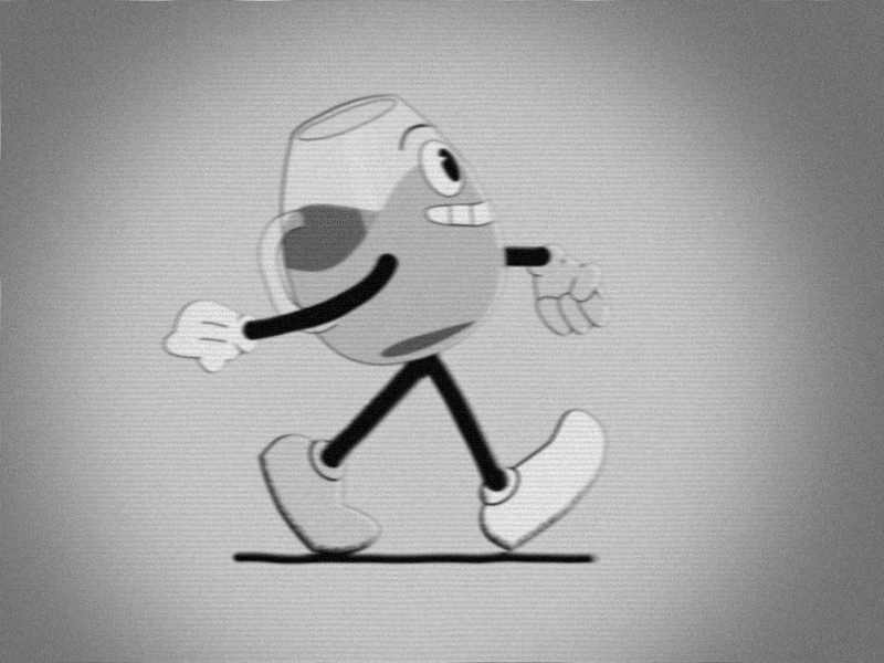 Rubber hose walk cycle animation cuphead gif golden age motion graphics rubberhose tony babel