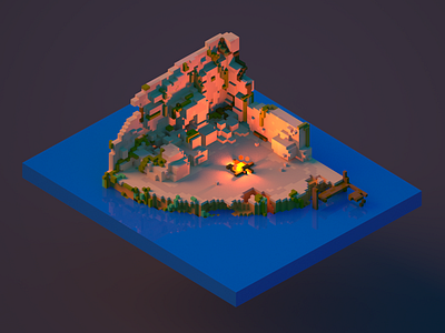 Ruined Island - First Voxel Project in Magicavoxel