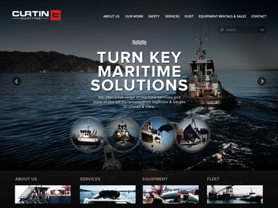 Minimal of: Visual Design for Tug & Barge Company boat fluid layout front end design full screen background horizon large background marine maritime mountain ocean responsive sea ui design ux design uxui view visual design