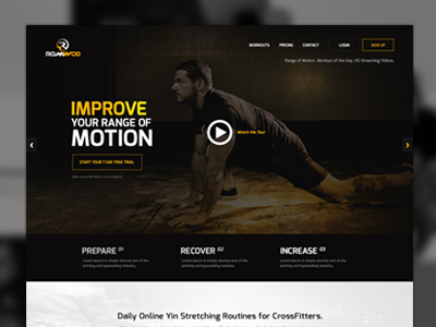 WOD Website Homepage crossfit design exercise fitness flat ui ui video intro website wod workout