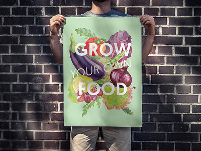 Grow Your Own Food - San Francisco Event Poster fruit garden image compilation poster print typography vegetables watercolor