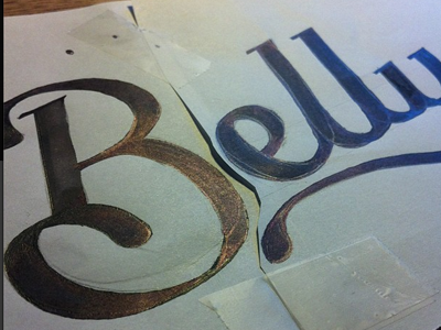 Belly analog belly ink lettering logo paper sketch study type