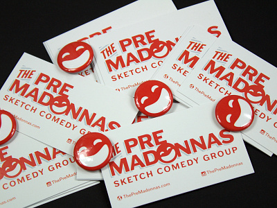 The Pre Madonnas Sketch Comedy Group branding buttons comedy logo logotype pinback