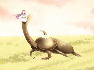 Autumn-Hercules beetle girl hercules beetle illustration insect