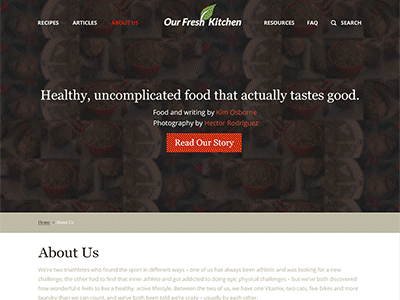 About Us - Site Redesign about us food recipes redesign website