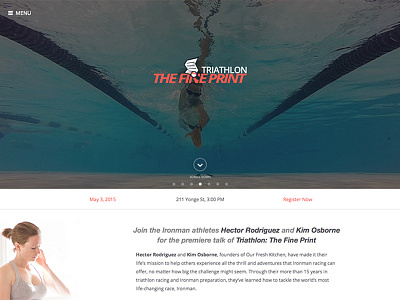 Triathlon: The Fine Print athlete conference landing page mapbox one onepage page responsive sport triathlon