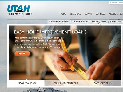 Utah Community Bank web layout website design