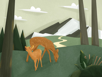Small deer in the woods. design illustration natural