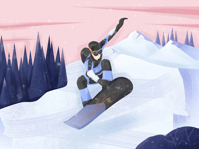 skiing illustration snow winter