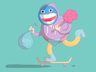 Oh no! The Cotton Candy Bandit is at it again! characterdesign create creative design draw illustration lineart pastels pentool vector weird