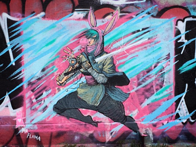 Bubble Gum Ninja Girl graffiti mrflama urban art