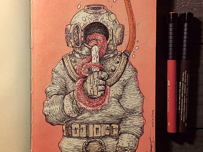 LOLLIDIVER diver ink drawing lollipop mrflama tentacle