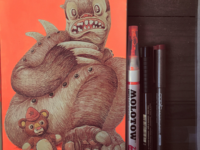 Scary Thing!! drawing markers moleskine mrflama sketchbook