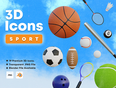 3D Icons Sport 3d ball baseball basket billiard football gym healty icon soccer sport tennis ui volleey