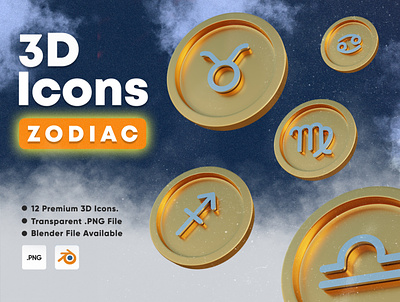 3D Icons Zodiac 3d coin design graphic design horoscope icon illustration stars ui zodiac