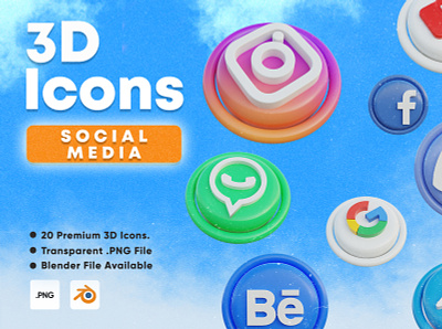 3D Social Media Icons Pack 3d app branding discord facebook icon instagram logo social media tik tok ui youtube
