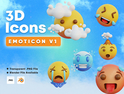 3D Emoticon V.1 3d app emoticon emotion expression icon illustration ui