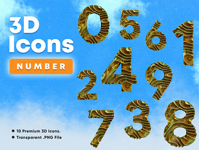 3D Gold Number app glossy ui