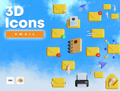 3D Email Icons conversation