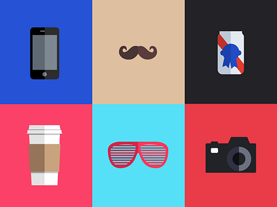 The 00s camera coffee decades illustration mustache pbr phone sunglasses the aughts