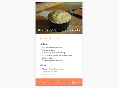 Recipe Detail daily ui food food app ingredients mobile pie recipe recipe card ui visual design