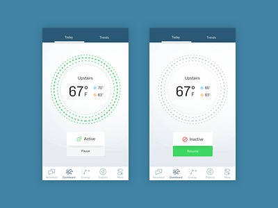 Thermostat Dash dashboard eco mode mobile product smart thermostat thermostat ui ux
