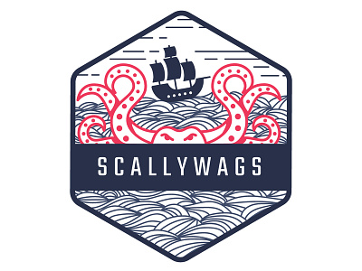 Scallywags! hexagonal illustration illustrator kraken logo pirate sailor scallywags team logo