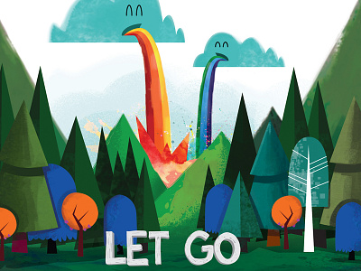 Let Go clouds cute landscape nature trees vector