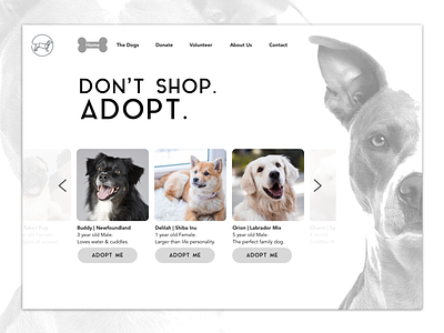 UI Concept for Animal Rescue & Adoption designforchange monochrome negativespace puppypersonals uidesign