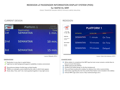 Redesign of Rapid KL MRT Passenger Information Display System kualalumpur mrt passengerinformationdisplay rapidkl redesign train uifortravel