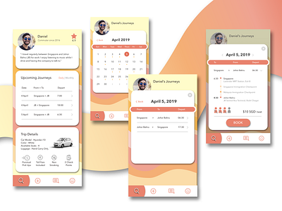 Coral Carpooling App 2019pantone booking calendar carpooling commuting ridesharing travel travelapp uidesign userprofile