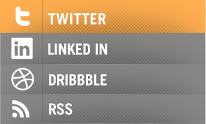 Social Sidebar dribbble grey linkedin orange social media twitter web design