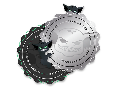 Certified branding certification design gremlin illustration logo saas seal vector