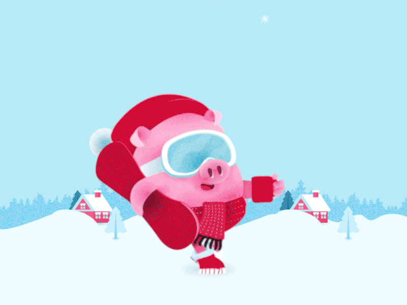 New Year's Pig animation charactedesign character animation characters chistmass holidays motion new year snow vector winter