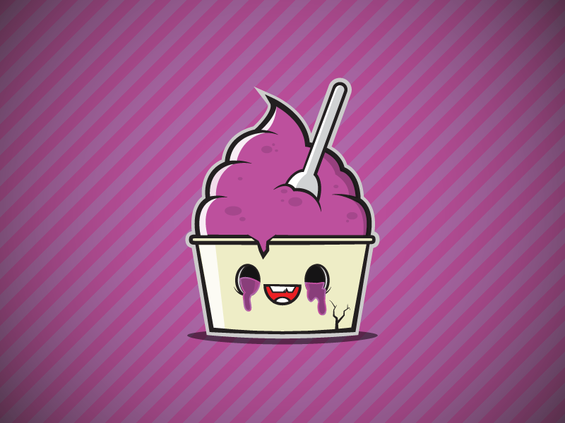 Zombie Froyo ice cream character illustration stripes design colorful cute digital face fun zombie