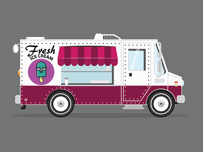 Ice Cream Truck car character cute ice cream illustration illustrator light popsicle truck vector vehicle wheels