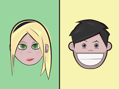 Molly And Nick adobe avatar boy cartoon chick cs6 dude eyes face girl guy hair happy illustration illustrator lady man mouth nose people person plug smile vector woman