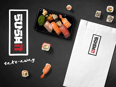 SUSH-IT TAKE AWAY black branding logo logo design red sushi take away type typography