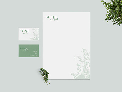 SPORE HEALTHFOODS - STATIONERY branding business cards graphic design healthfoods letterhead logo design stationery