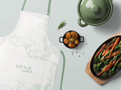 SPORE HEALTHFOODS - APRON apron branding food graphic design heathfoods logo logo design