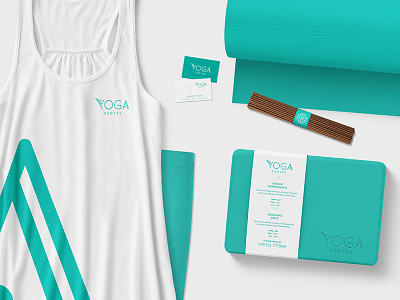 YOGA CENTRE - BRANDING branding business cards graphic design layout leaflet logo design map marketing sports wear tank top teal yoga