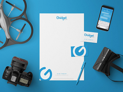 THE GADGET SQUAD - STATIONERY blue branding business card flat graphics gadget graphic design letterhead logo design mock up tech