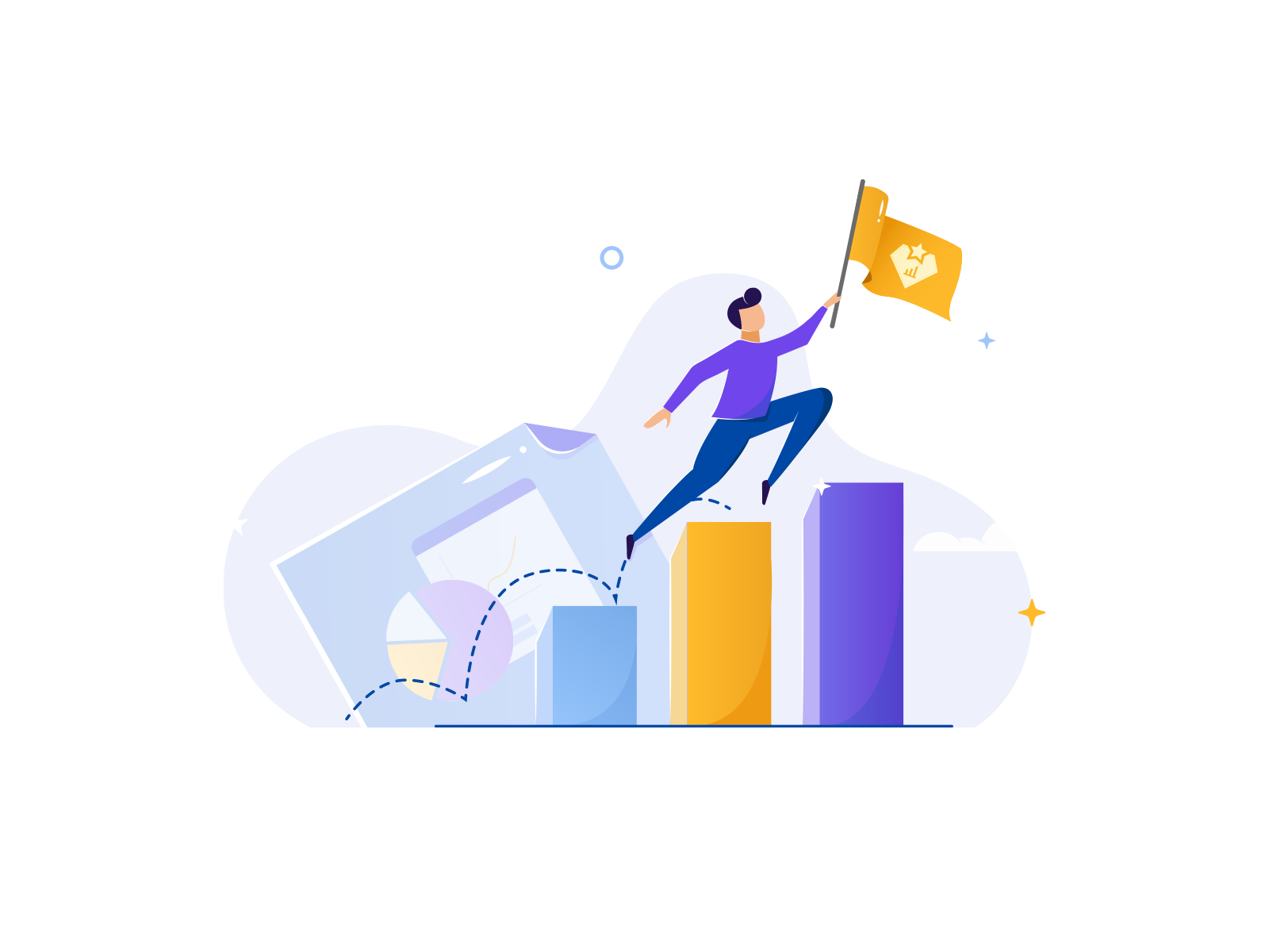 Super Funds - Benefits of multiple mutual funds in one fund adobe adobe illustrator design digital digital art funds illustration illustrator mutual funds onboarding onboarding illustration purple yellow