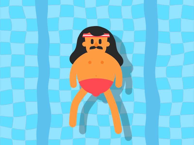Swimming lanes character animation motion graphics moustache pool swimming