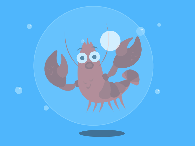 Bubble blast 2d 3d after effects animal animation bubbles character design flat gif illustration lobster ocean vector