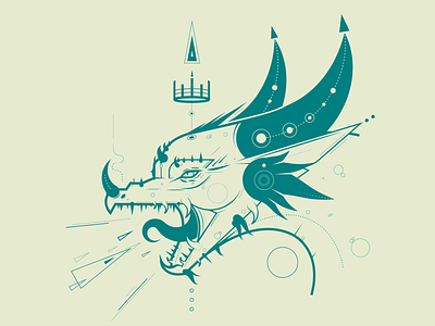 Dragon King animal characters design dragon fantasy art geometry illustration lines minimal rpg scifi vector