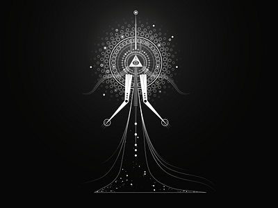 The Dreamer cosmic cosmology geometry god graphic design illustration lines minimal monochrome space stars time universe vector